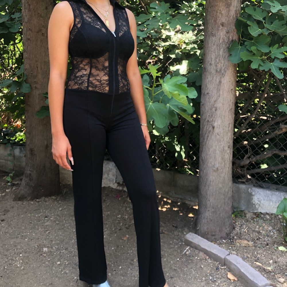 Bebe Black Lace Jumpsuit Size Medium